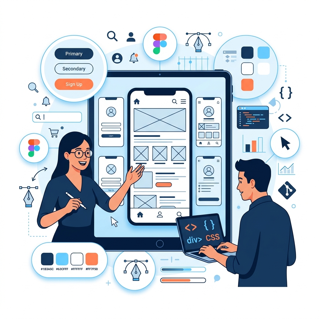 App Engineering and UI/UX Illustration