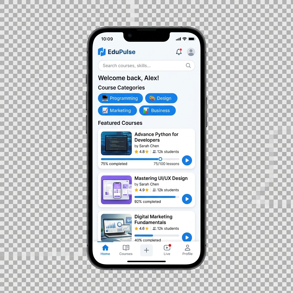 E-Learning App Screen 1