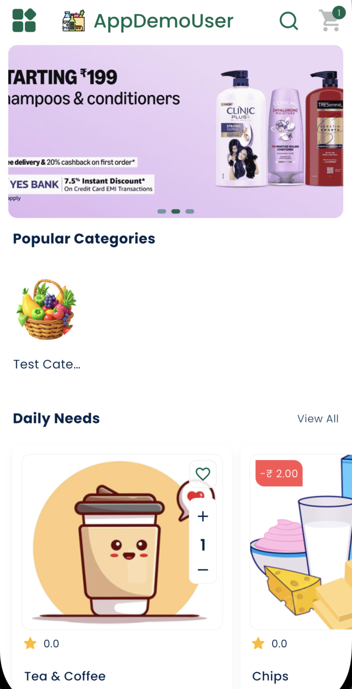 Grocery App Screen 1