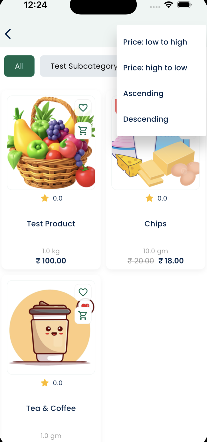 Grocery App Screen 2